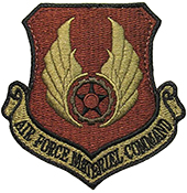 Air Force Materiel Command Spice Brown OCP Scorpion Shoulder Patch With Velcro